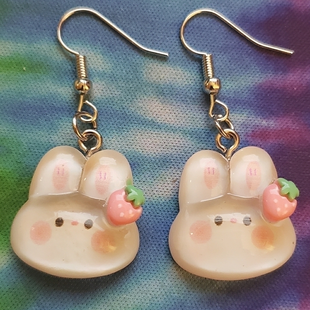 Kawaii Strawberry Bunny Earrings